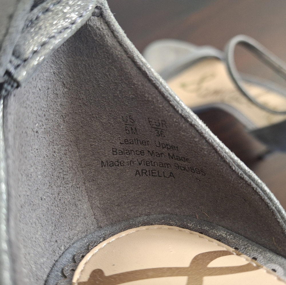 SAM EDELMAN "Ariella" Leather Stiletto Ankle Strap Dress Sandal-Silver- Size 6 - Picture 11 of 12